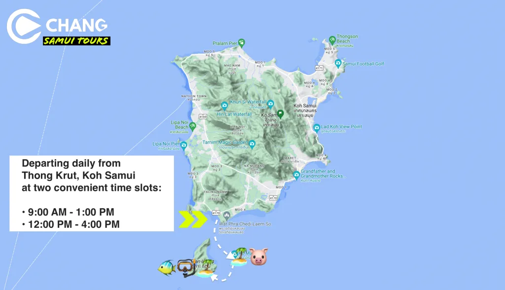Map of Koh Samui for Pig Island Tour 
