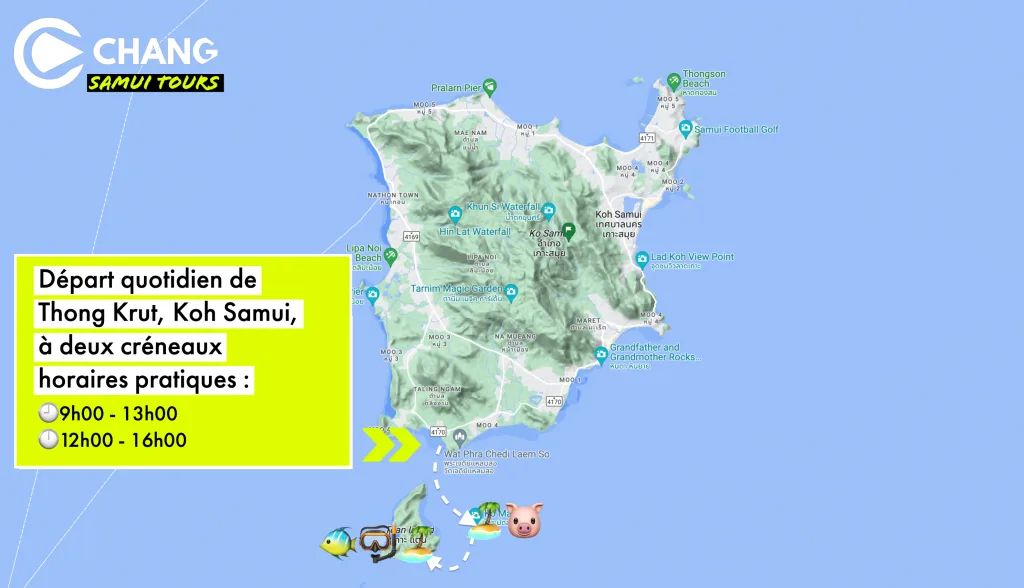 Map of Koh Samui for Pig Island Tour